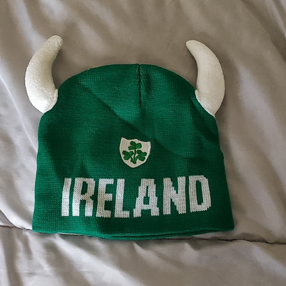 Irish rugby hat with horns